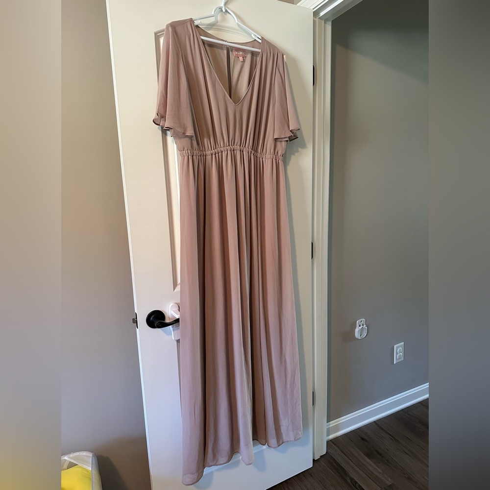 Soft Beige Chiffon Emily Empire Bridesmaid Dress - Show Me Your Mumu